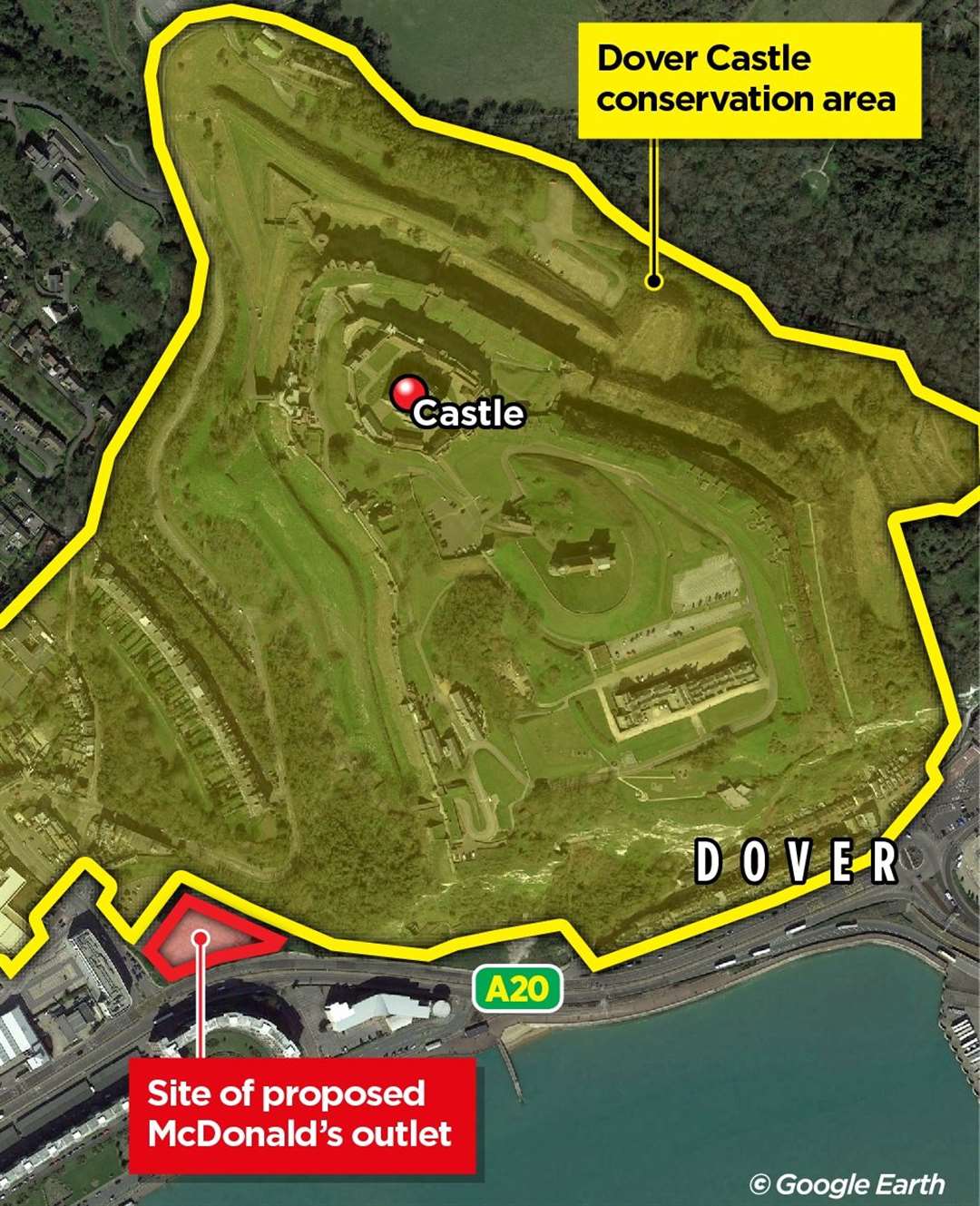 The proposed site lies just outside the Dover Castle conservation area
