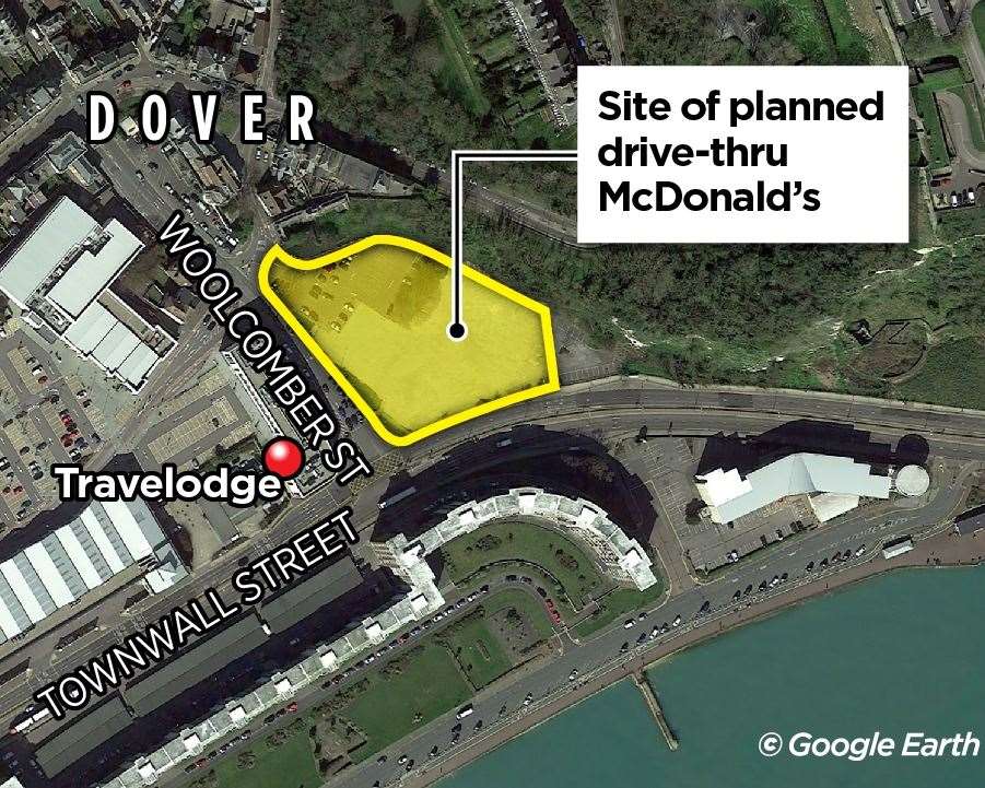 The proposed McDonald’s site is on the corner of Townwall Street and Woolcomber Street